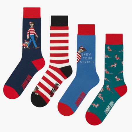 Primero Justicia subterráneo Jimmy Lion Where's Wally Pack Socks (PacK 4 Udes.)