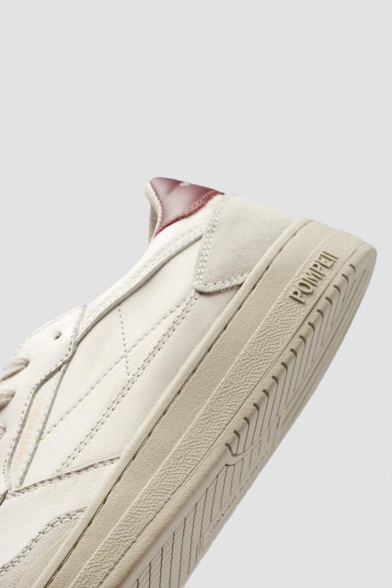 Pompeii Elan Leather Ecru Burgundy