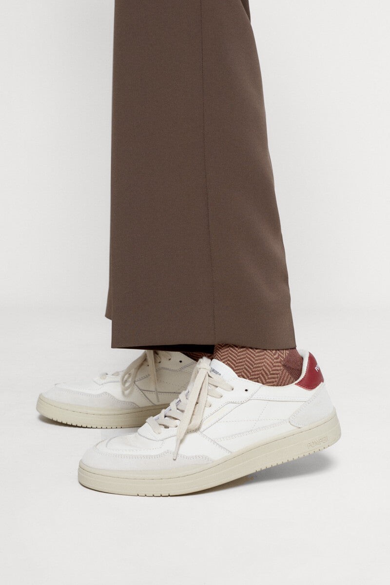 Pompeii Elan Leather Ecru Burgundy