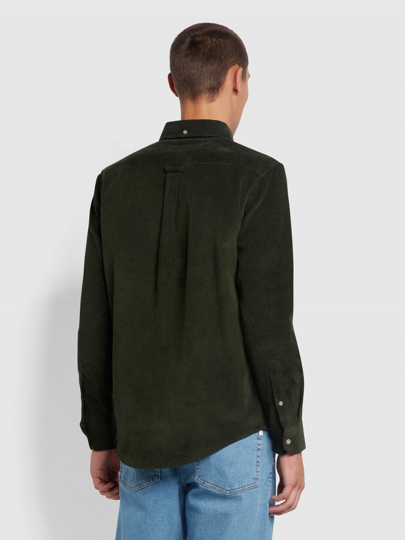 Farah Bowery Corduroy Shirt Olive Green