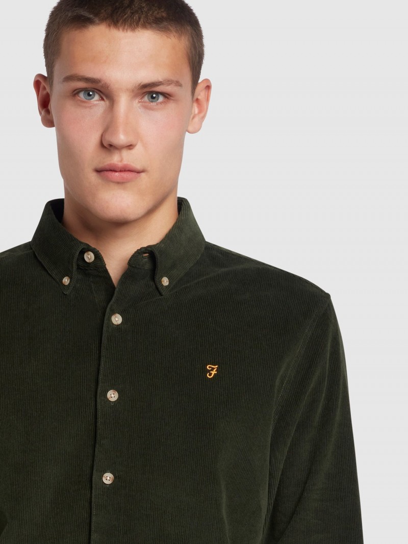 Farah Bowery Corduroy Shirt Olive Green