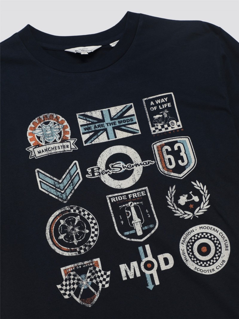 Ben Sherman Scooters Clubs Tee Dark Navy