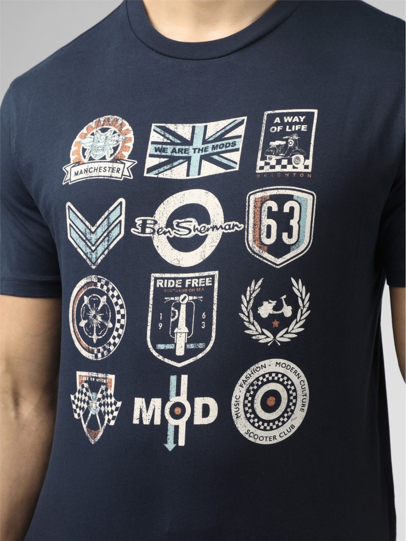Ben Sherman Scooters Clubs Tee Dark Navy