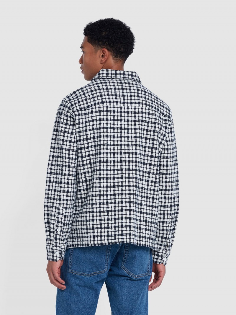Farah Thawley Check Overshirt True Navy