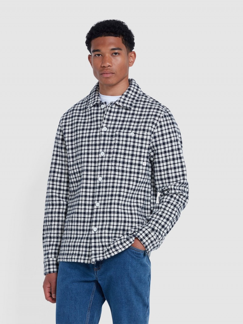 Farah Thawley Check Overshirt True Navy