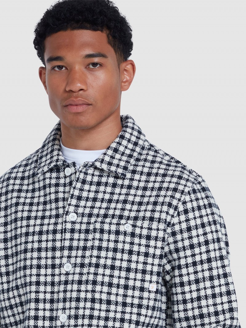 Farah Thawley Check Overshirt True Navy