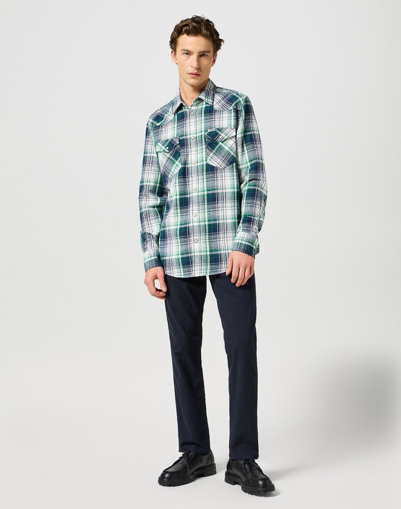 Wrangler Western Shirt Green/Blue