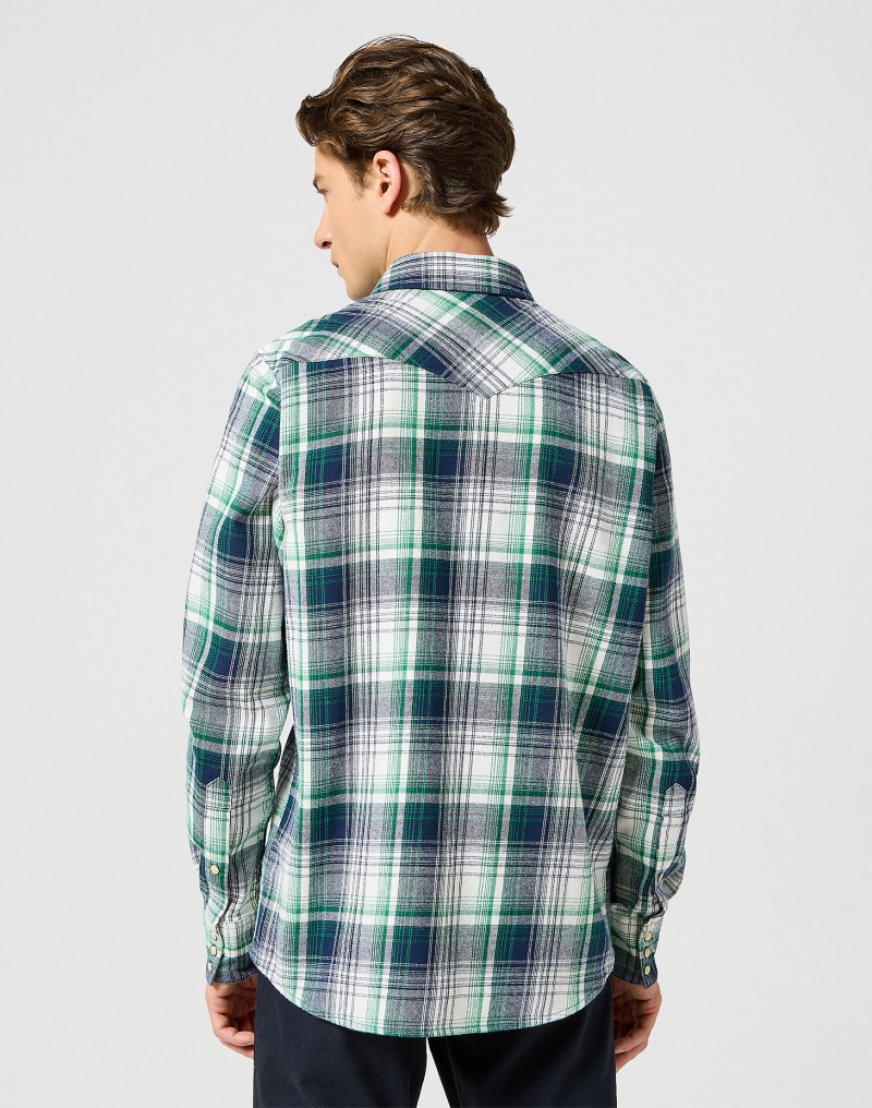 Wrangler Western Shirt Green/Blue