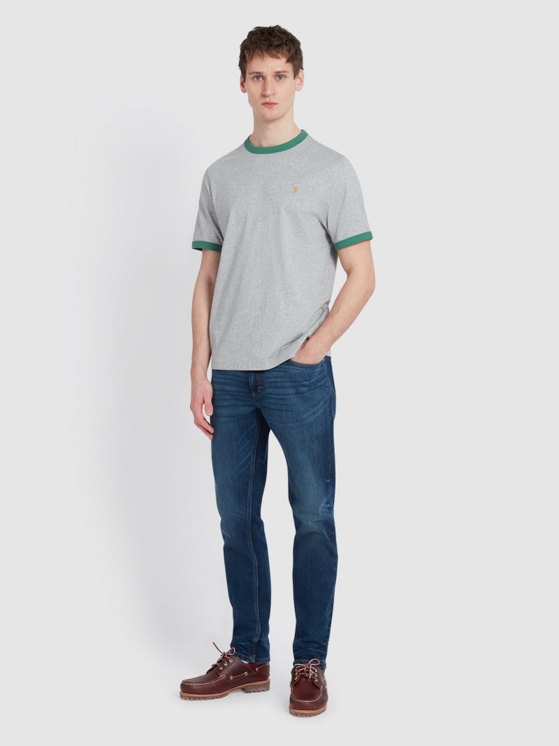 Farah Groves Ringer Tee Grey Marl