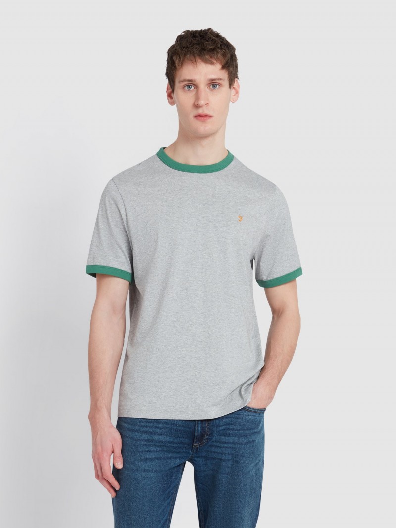 Farah Groves Ringer Tee Grey Marl