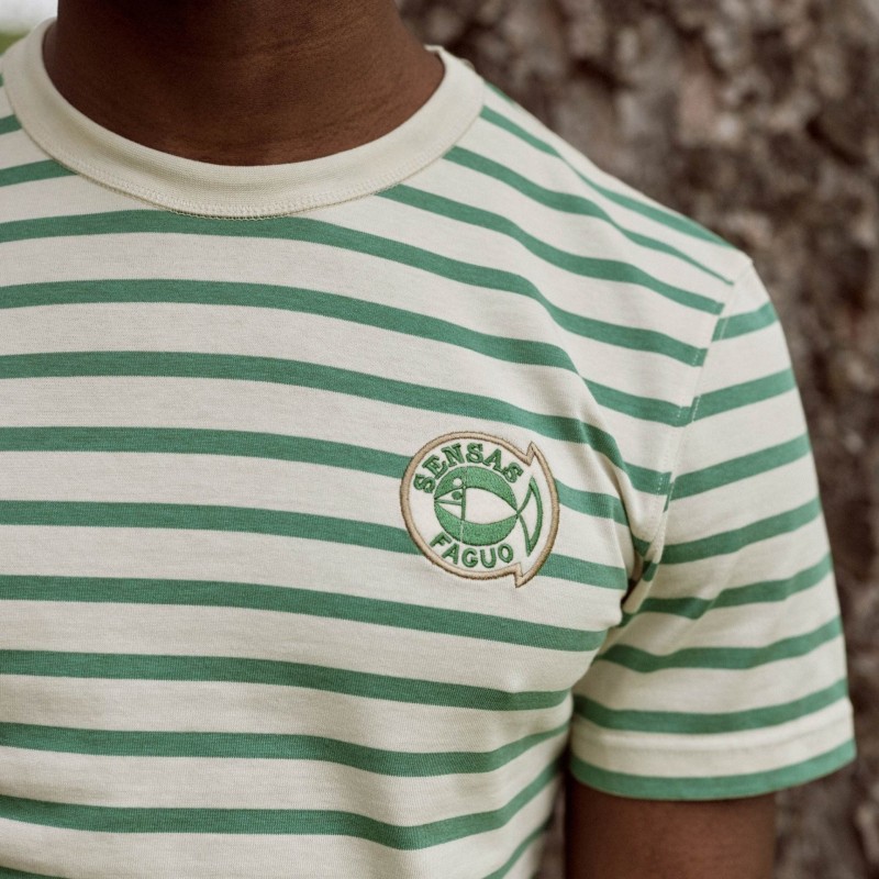 Faguo Lugny Knit Tee Ecru/Green