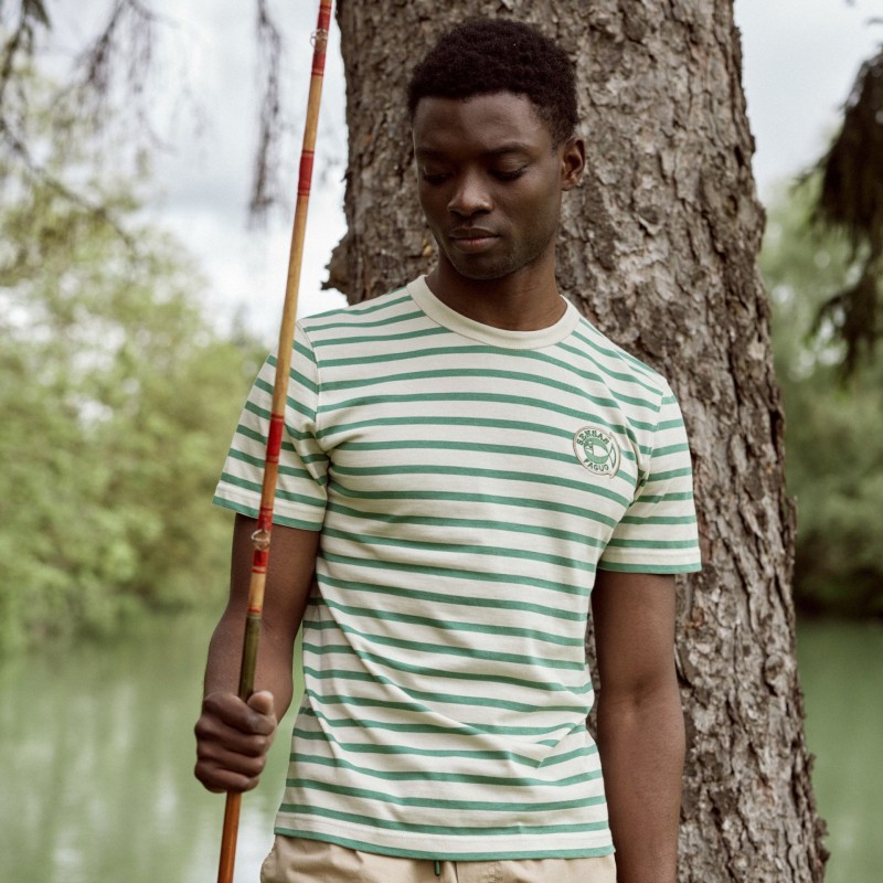 Faguo Lugny Knit Tee Ecru/Green