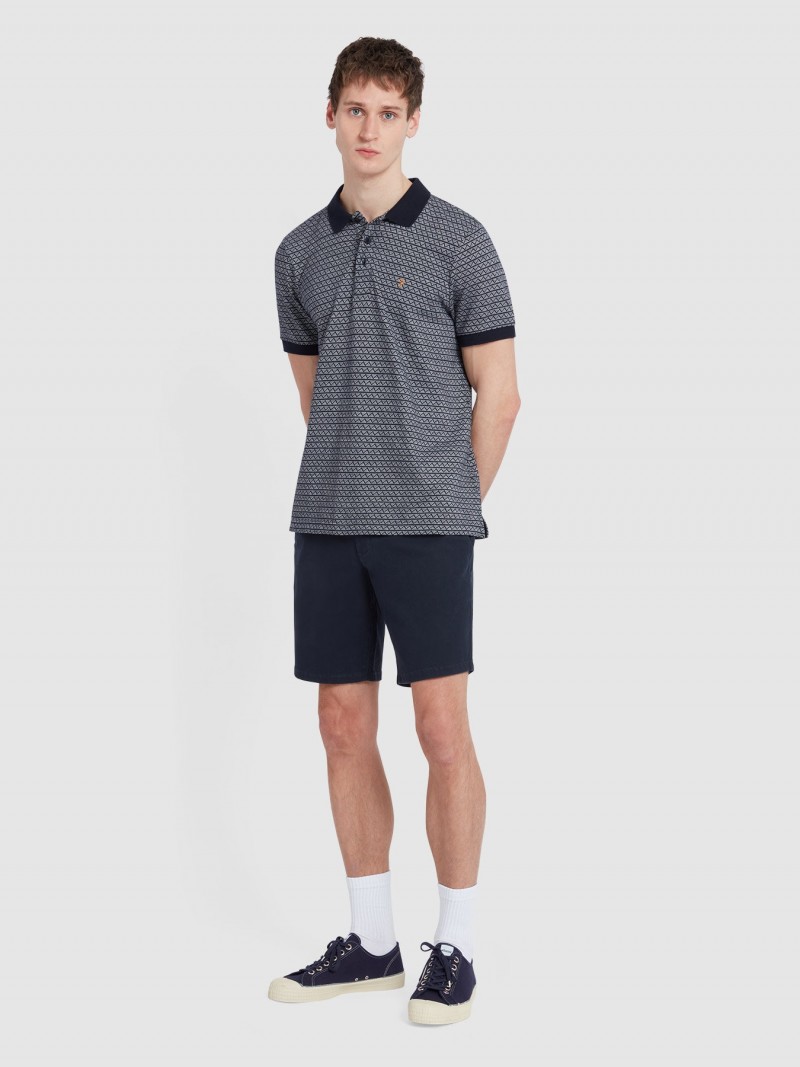 Farah Tibbatt Jacquard Polo True Navy