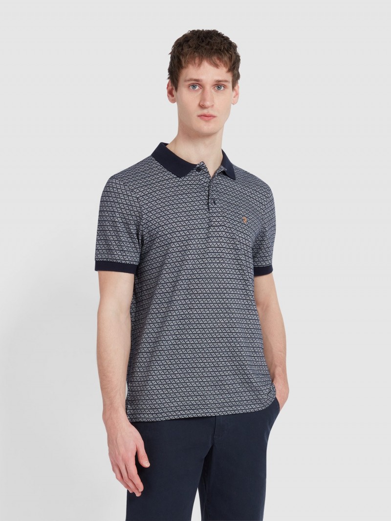 Farah Tibbatt Jacquard Polo True Navy