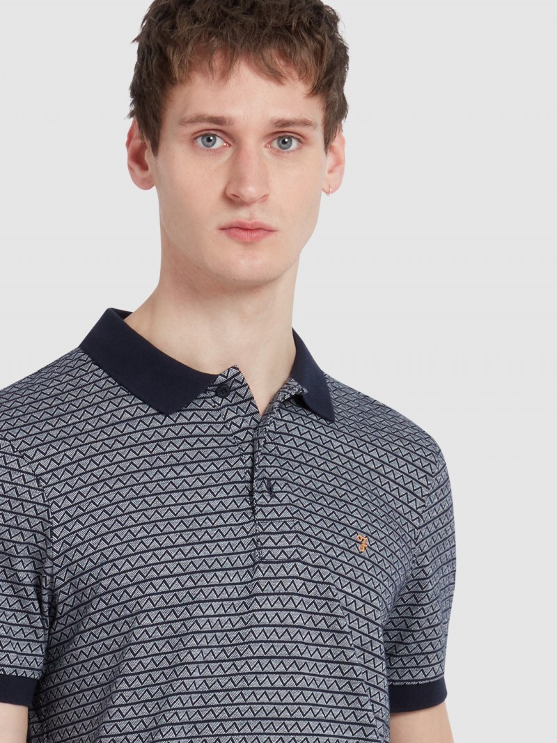Farah Tibbatt Jacquard Polo True Navy