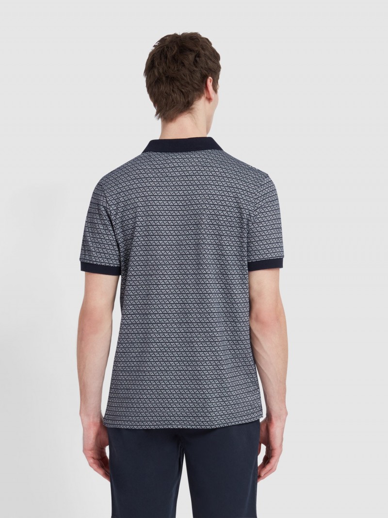 Farah Tibbatt Jacquard Polo True Navy