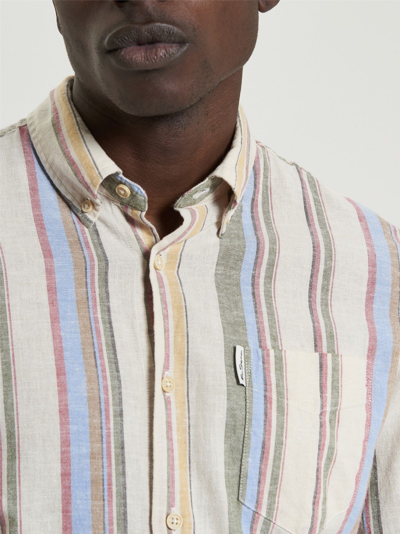 Ben Sherman Multicolor Stripe Linen...