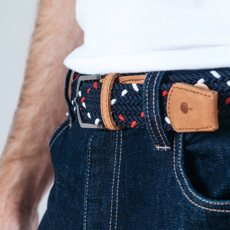Faguo Woven Belt Navy/White/Red