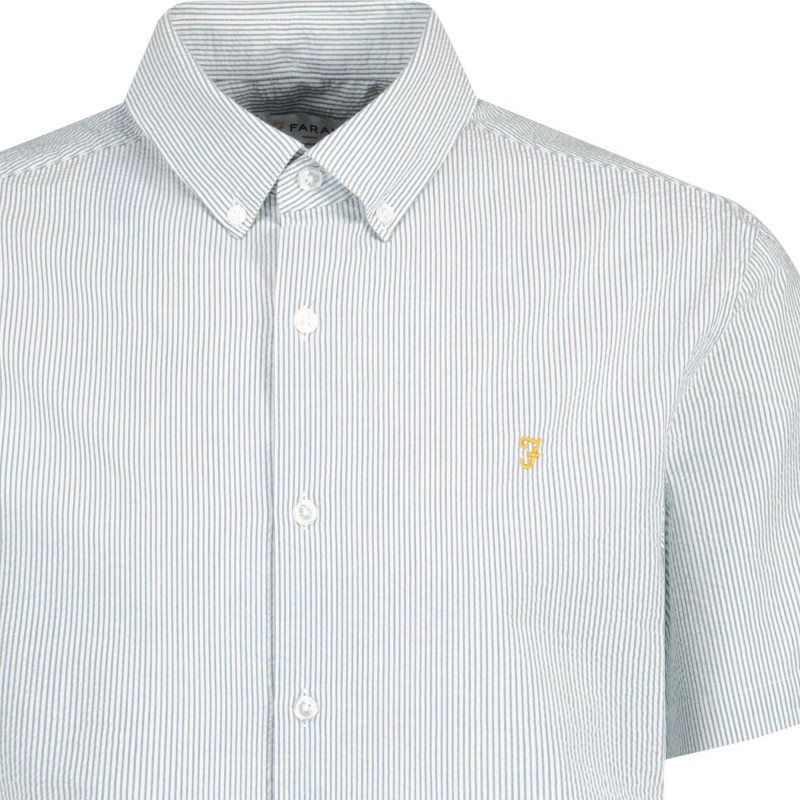 Farah Lewin Stripe SS Shirt Croft Green