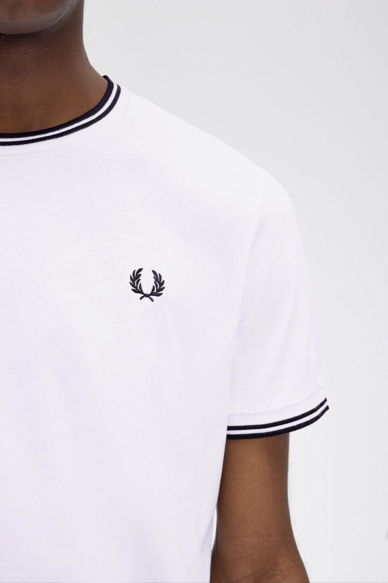 Fred Perry M1588 Twin Tipped Tee White
