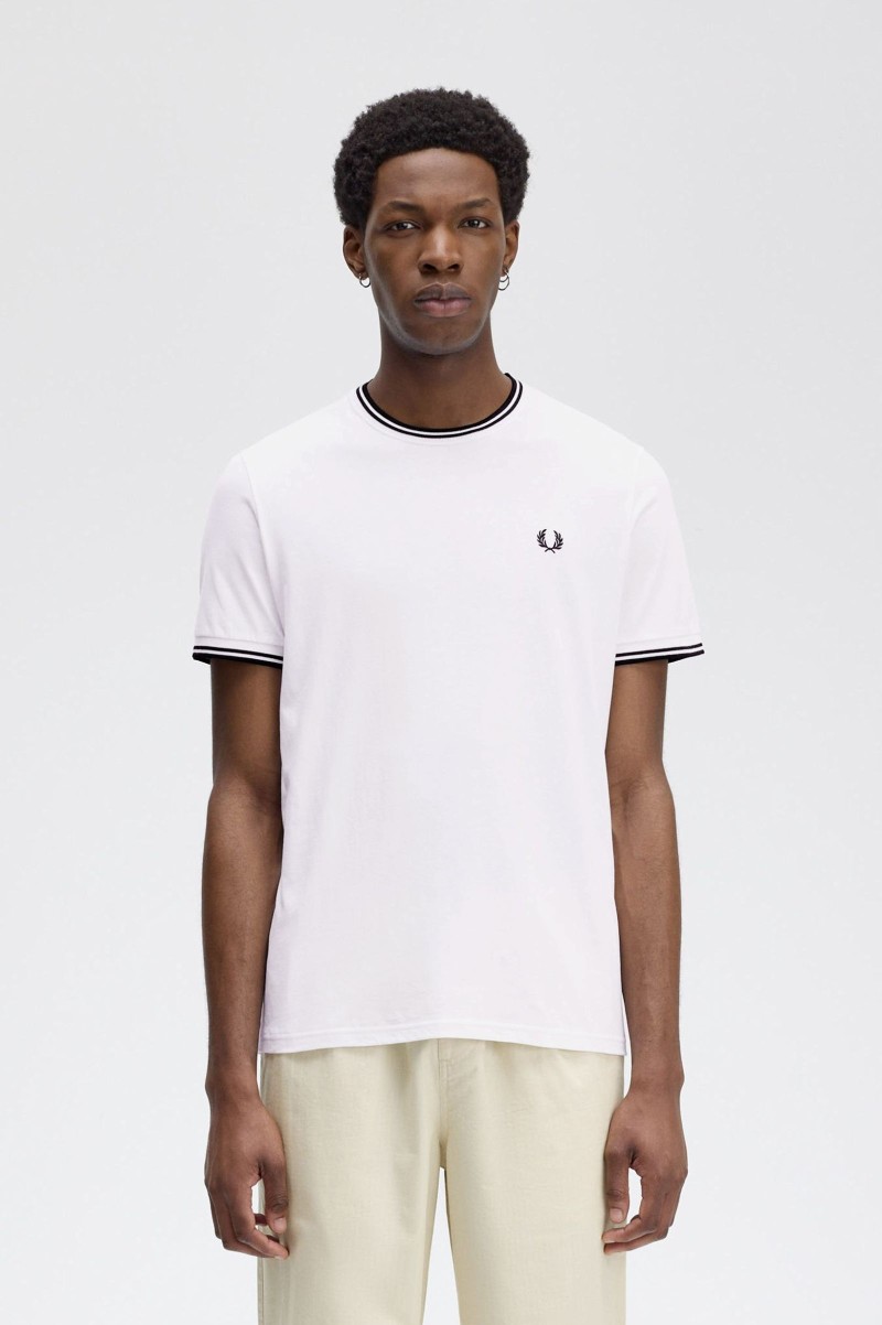 Fred Perry M1588 Twin Tipped Tee White