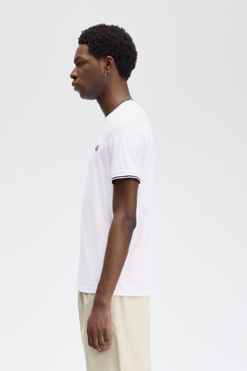 Fred Perry M1588 Twin Tipped Tee White