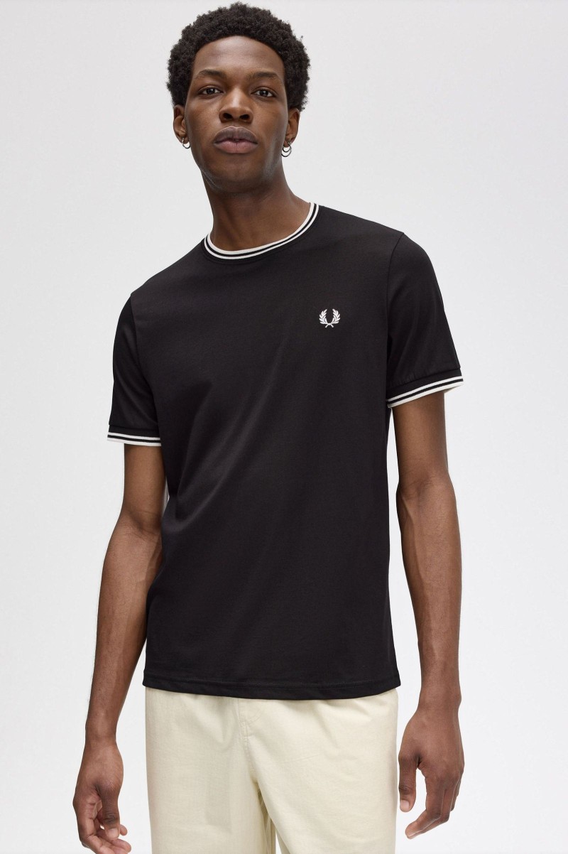 Fred Perry M1588 Twin Tipped Tee Black