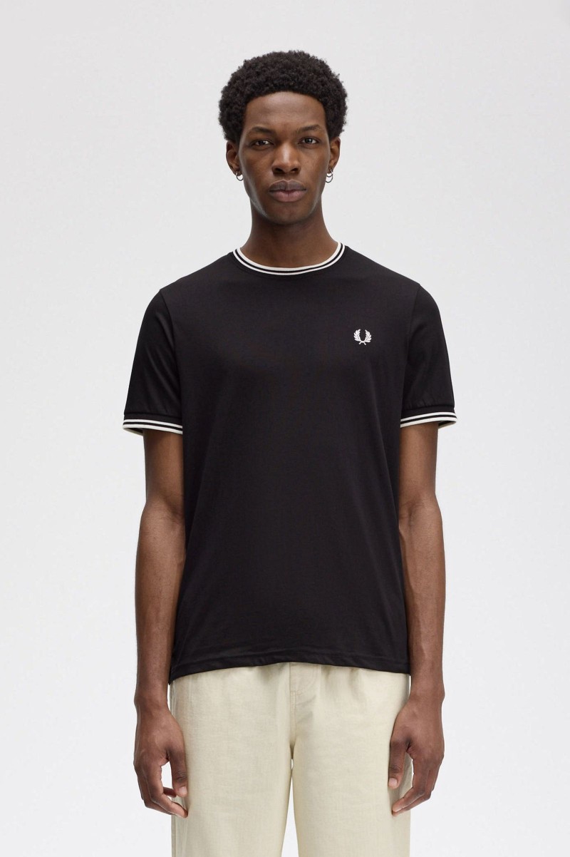 Fred Perry M1588 Twin Tipped Tee Black