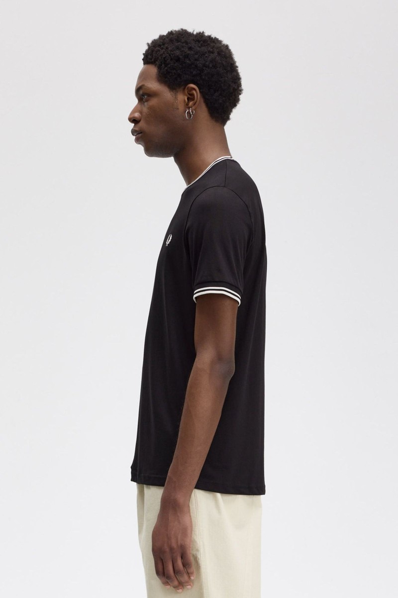 Fred Perry M1588 Twin Tipped Tee Black