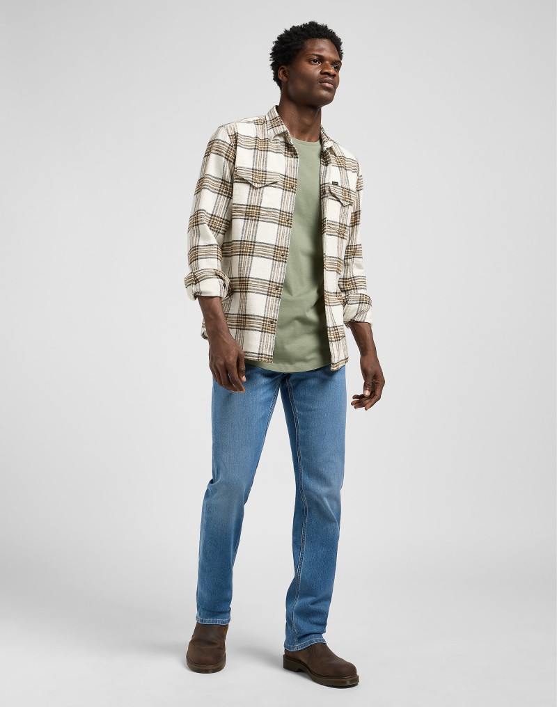 Lee Clean Western Shirt Ecru Ochre
