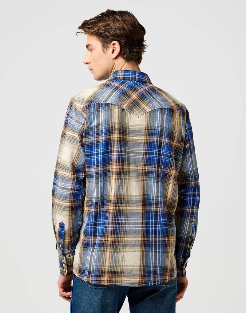 Wrangler Western Indigo Shirt Blue Brown