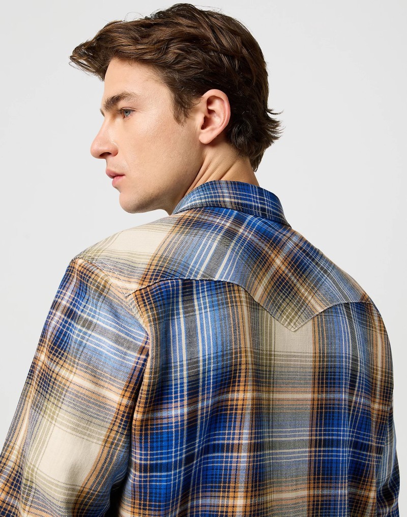 Wrangler Western Indigo Shirt Blue Brown