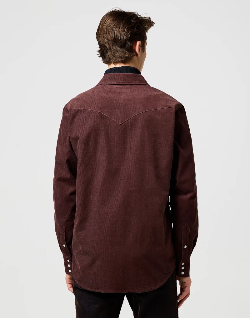 Wrangler Western Cord Shirt Mahogany
