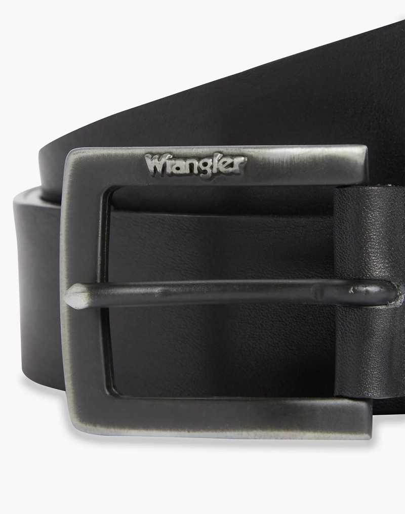 Wrangler Kabel Buckle Leather Belt Black