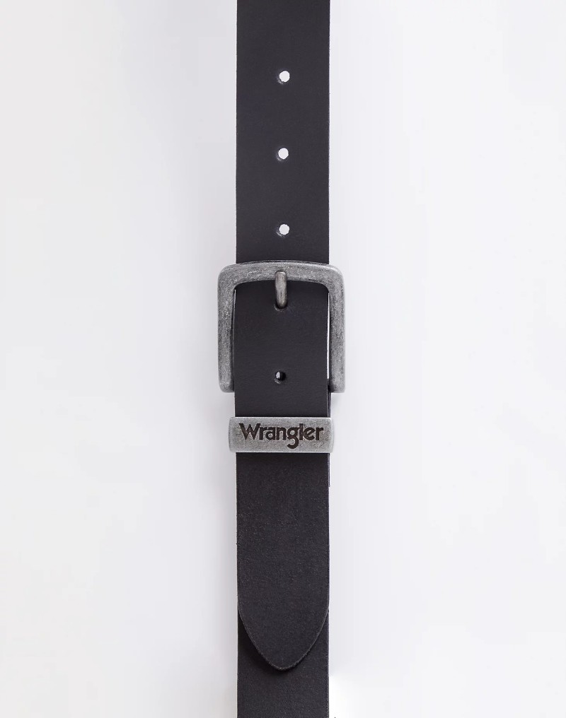 Wrangler Metal Loop Leather Belt Black
