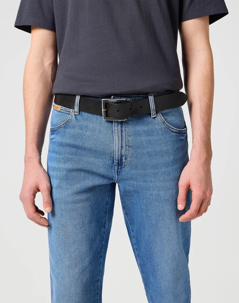 Wrangler Metal Loop Leather Belt Black