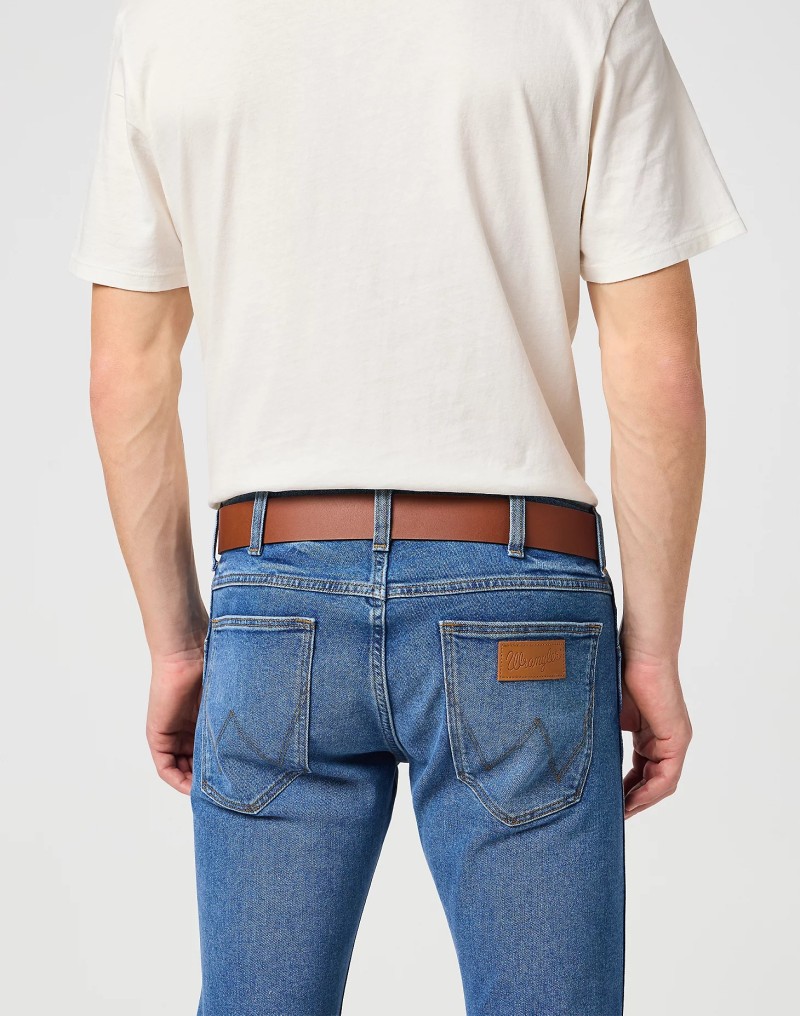 Wrangler Metal Loop Leather Belt Cognac