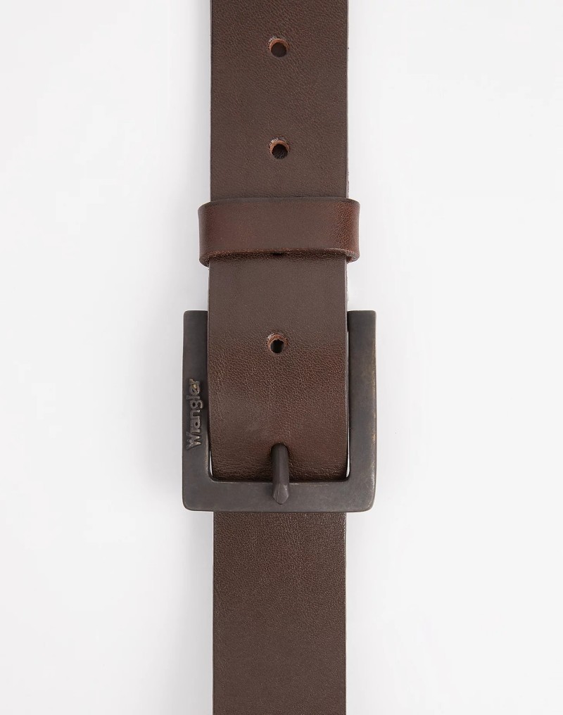 Wrangler Kabel Buckle Leather Belt Brown