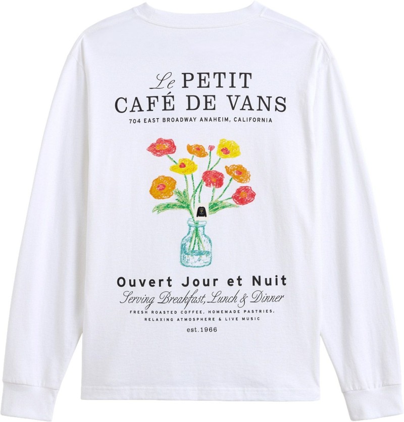 Vans Cafe Vans Long Sleeve Tee White