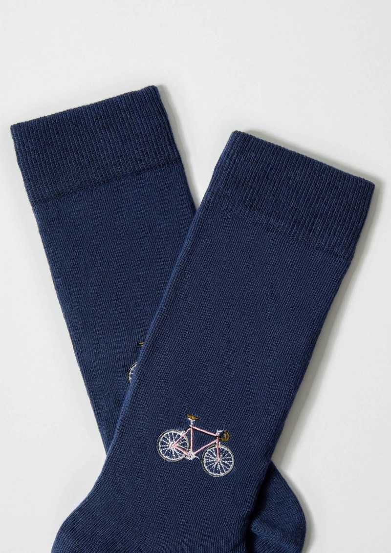 Besocks BeBicycle Embroidered Socks Navy