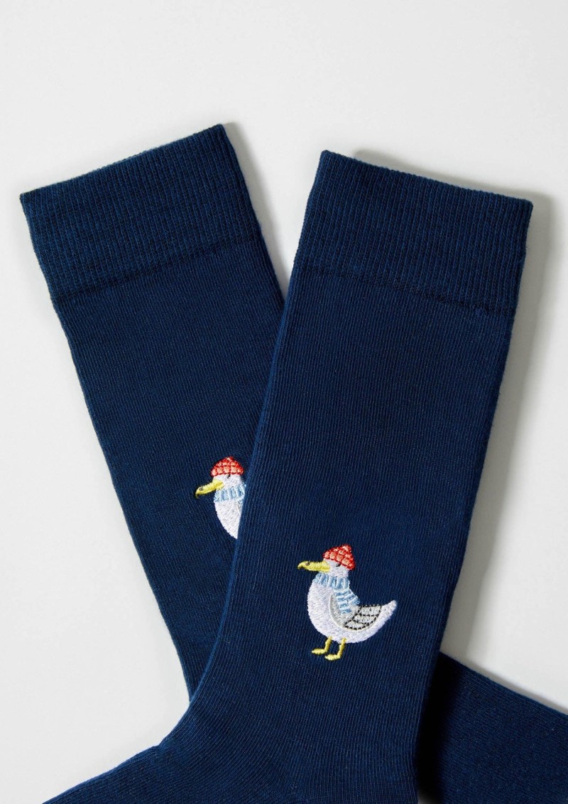 Besocks BeSeagull Embroidered Socks Blue