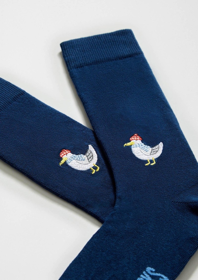 Besocks BeSeagull Embroidered Socks Blue