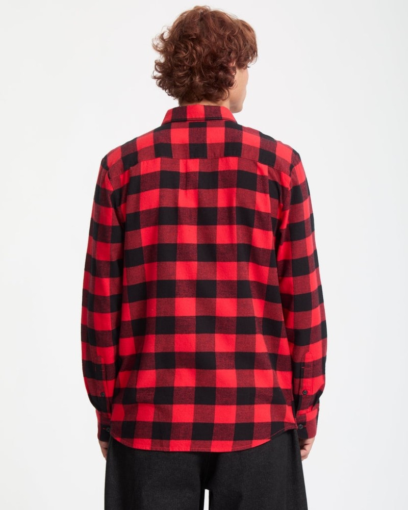 Volcom Caden Plaid Shirt Lifeguard Red