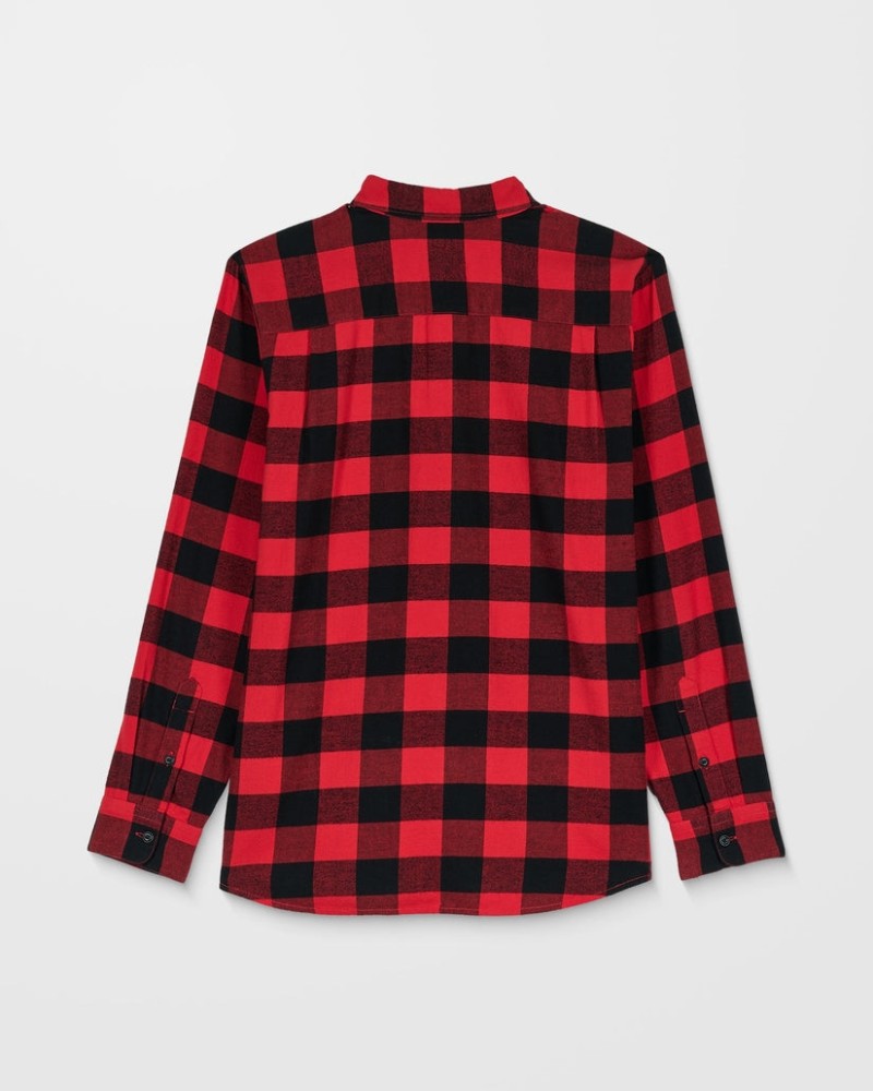 Volcom Caden Plaid Shirt Lifeguard Red