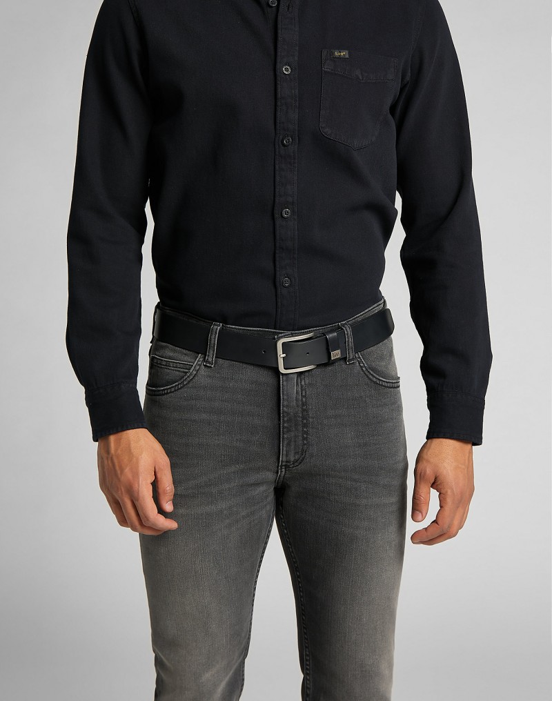 Lee Small Logo Leather Belt Black