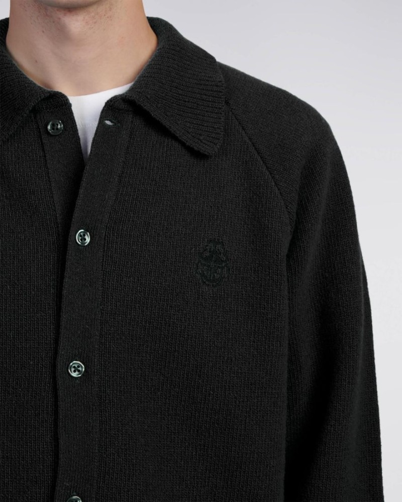 Edwin Mars Polo Cardigan Black