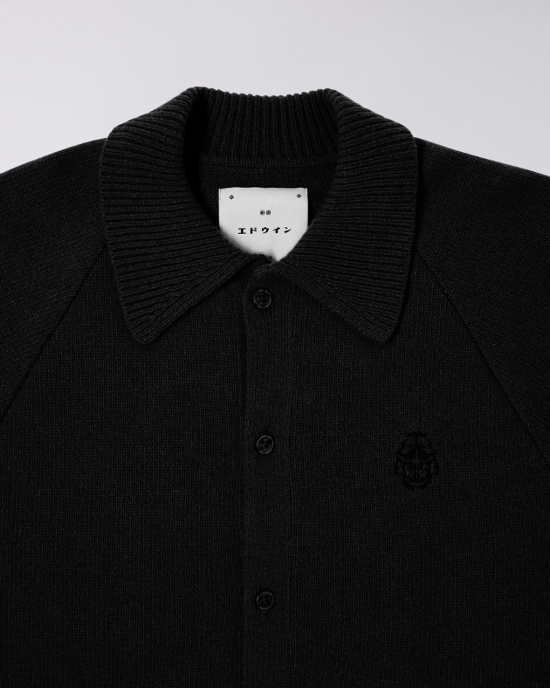 Edwin Mars Polo Cardigan Black
