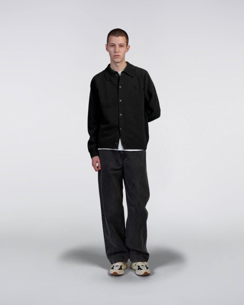 Edwin Mars Polo Cardigan Black