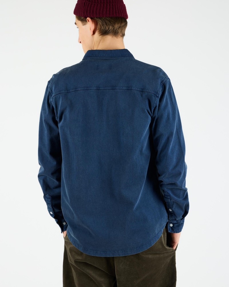 Wemoto Shaw Cotton Shirt Navy Blue
