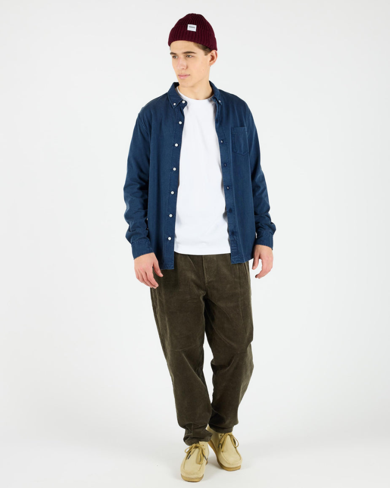 Wemoto Shaw Cotton Shirt Navy Blue